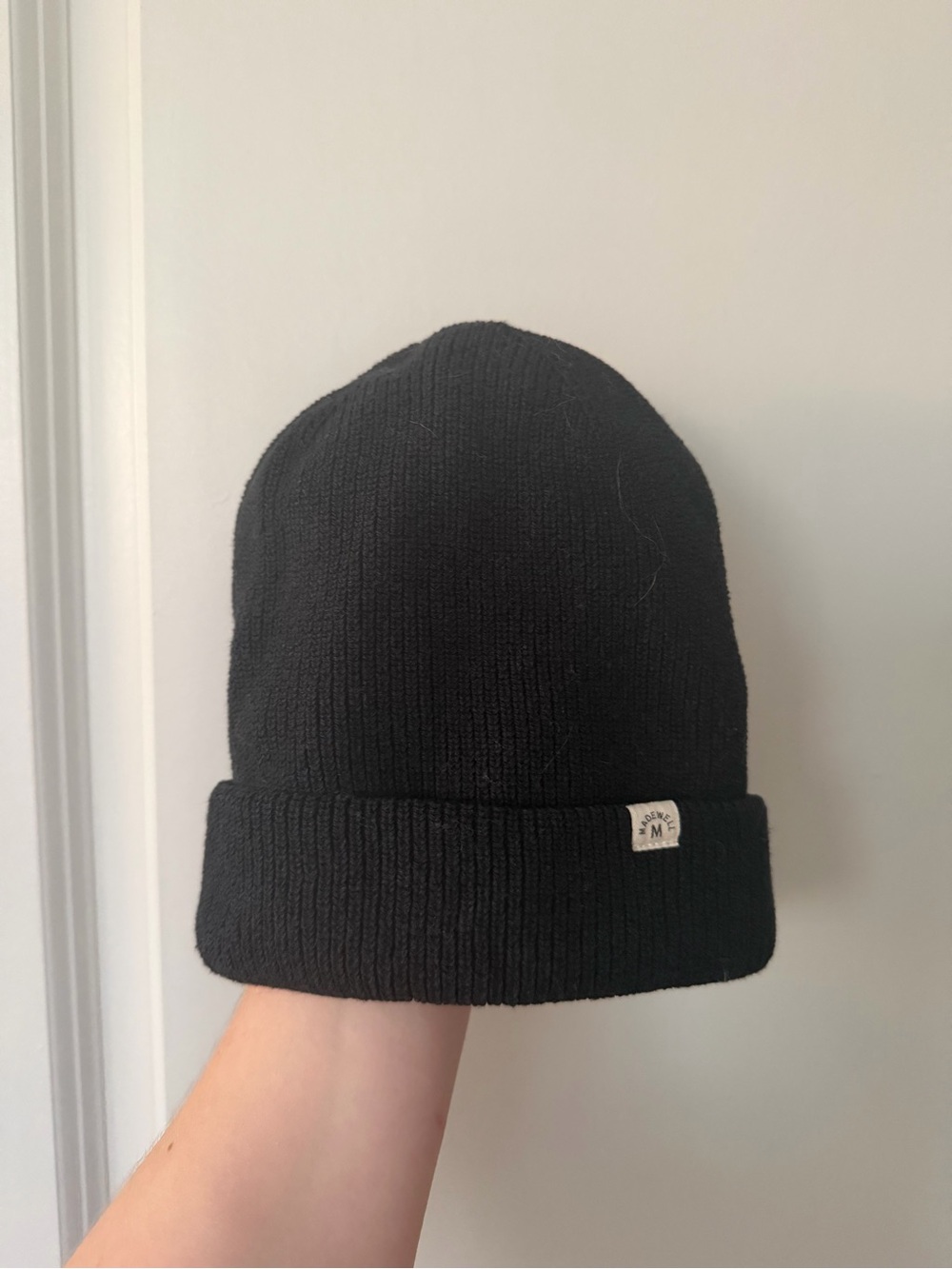 Madewell Black Ribbed Cuffed Beanie
